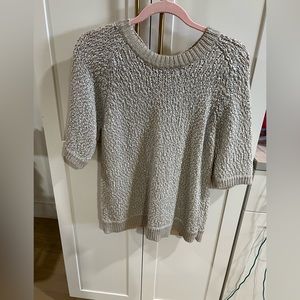Rebecca Taylor thick short sleeve sweater size large gray with silver